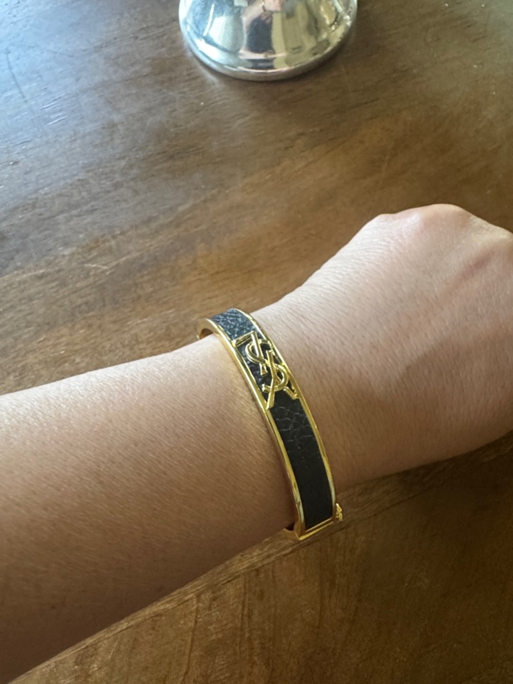 Gold-Tone Bracelet with Black Enamel Inlay